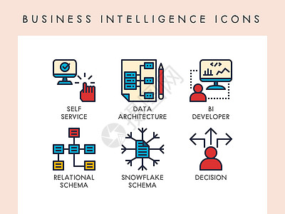商业智能图标图表建筑学开发商数据雪花背景图片