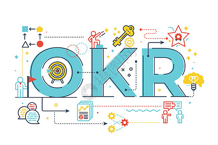 OKR 目标和关键结果词刻字它制作图案图片