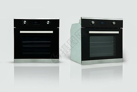 白底烤炉展示反射工作室气体火炉食物家庭白色厨卫玻璃背景图片