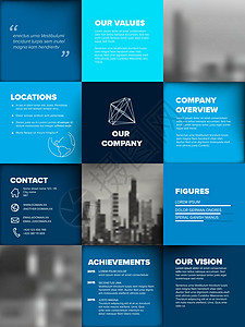 蓝色公司简介三折页公司简介模板工作图表服务推介会蓝色陈述组织信息兴趣生长设计图片