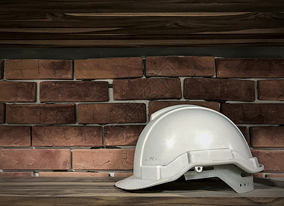 木地板上的白色安全头盔图片