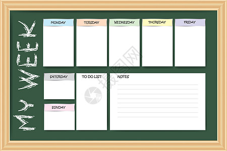 我的周计划矢量作为黑板准备好你的 tex背景图片