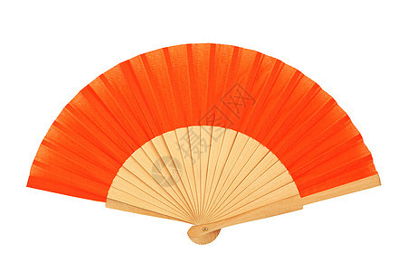 折叠扇形配饰橙子白色木头扇子板条空气纪念品文化图片