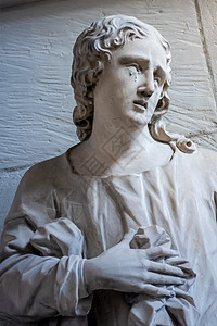 德国穆恩斯特教堂圣约翰雕像使徒男人石头雕像使徒宗教教会背景图片