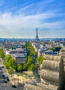 Eiffel铁塔和巴黎 法国 来自三龙座的法国城市纪念碑天空纪念馆旅行建筑学历史性建筑胜利历史图片