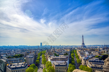 Eiffel铁塔和巴黎 法国 来自三龙座的法国建筑学历史街道城市旅游迂回胜利旅行历史性纪念碑图片
