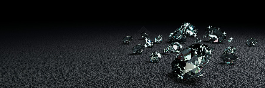 3D 渲染深灰色表面上的许多尺寸钻石奢华石头婚姻宝石礼物玻璃水晶蓝色戒指火花图片