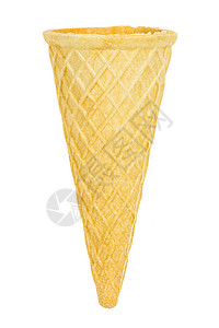 白色背景的空冰淇淋甜筒晶圆杯子喇叭产品味道甜点服务奶油食物黄色图片