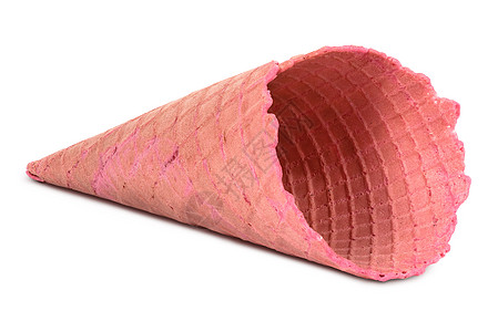 白色背景的空冰淇淋甜筒晶圆粉色杯子服务短号甜点喇叭味道小吃奶油图片