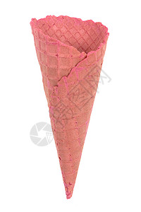 白色背景的粉色空冰淇淋甜筒图片