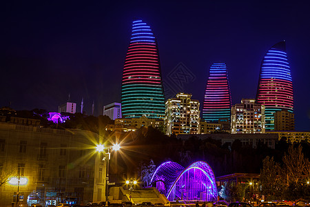 建筑外墙夜景中央商业区夜景 有亮光突出的布背景