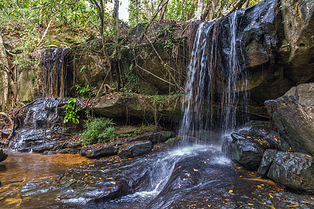 雨林 金边库伦国家公园河Ca的瀑布图片