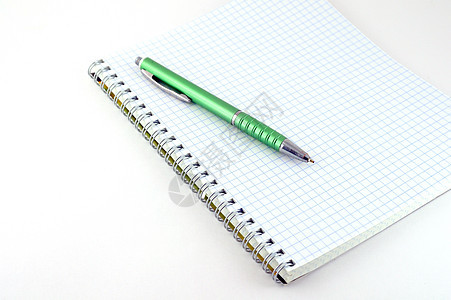 绿色绿笔 带复印本写作办公室文档教育白色空白螺旋商业笔记笔记本图片