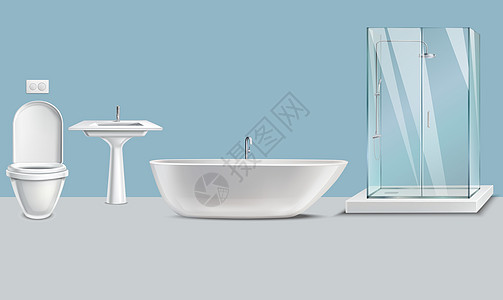 现实 washroo 的模拟插图座位制品装饰风格奢华房子浴室单元嘲笑壁橱图片