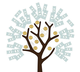 金钱树钱长大了 vecto生长插图储蓄商业叶子环境投资金融现金黑色图片