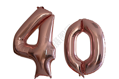 以40号形状的孤立粉红色金色Hellium气球纪念日反光周年通货膨胀流光派对庆典空气生日空白图片