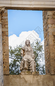 西班牙梅里达罗马剧院女神Ceres女神雕像旅行废墟纪念碑农业大理石生育力古董文化荣誉雕塑图片