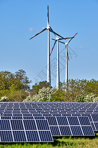 太阳能电池板和风力涡轮机植物环境资源技术发动机光伏太阳能板基础设施细胞太阳能图片