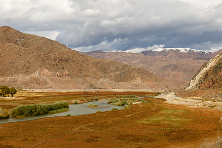 吉尔吉斯斯坦楚河水库草地岩石旅行边界全景旅游冰川牧场土地图片