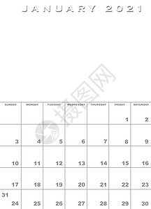 2021年1月2021日日历模板背景图片