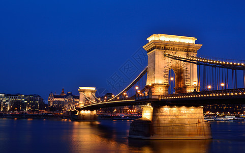 匈牙利布达佩斯多瑙河上空的Szchenyi链桥建筑学地标城市旅游街道建筑旅行历史性景观首都图片