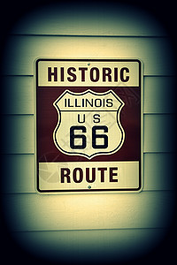 历史的伊利诺伊州66号公路褐色标志棕色历史性旅行母亲地标图片