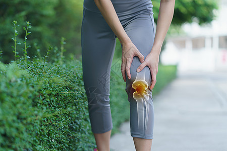 女人把手握在膝盖上 膝盖疼痛突出显示解剖学肌肉药品痛苦压力成人图形运动身体计算机图片