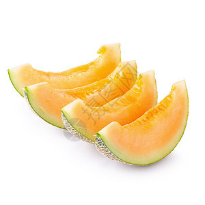 日本瓜 甜瓜或香瓜在白背上被孤立食物橙子饮食西瓜蔬菜甜点小吃种子营养甘露图片