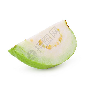瓜瓦水果在白色背景上被切除食物异国情调饮食果汁甜点叶子热带工作室宏观图片