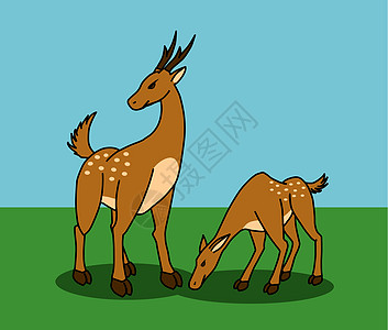 母鹿在进食时保护婴儿图片