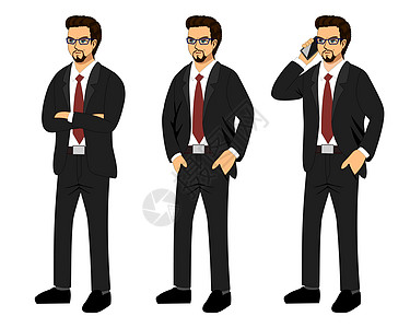 三个商务人士与白色背景的图片工人推销员顾问老板衬衫商业员工办公室男性电话图片