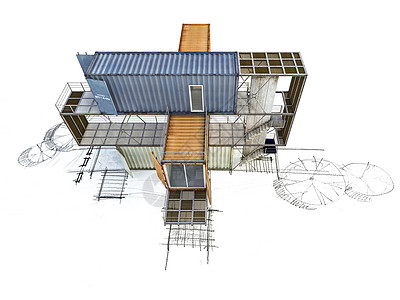 3Ds 建筑变换从手 sketc插图手绘公寓建筑学楷模白色商业草图建筑师黑色图片