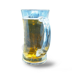 玻璃杯啤酒 冰在白色上隔绝图片