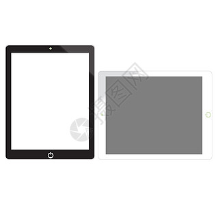 白色背景上的平板电脑 白色和黑色平板电脑机智插图工具电子软垫展示空白技术商业屏幕笔记本图片