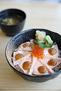 鲑鱼寿司大米盘子大学美食烹饪盖饭鱼子鱼片海鲜食物教师图片