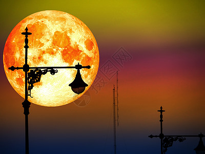 彩色天空中的月亮和灯光药片顶部的休眠图a图片