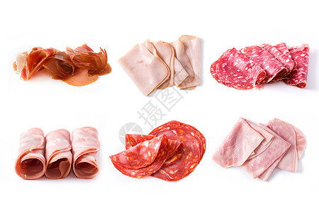 不同冷肉的分类产品小吃食物剪辑火腿猪肉牛肉熏制香料美食背景图片