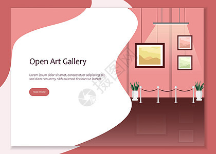 艺术画廊开放横幅 矢量图 出售当代抽象画 墙上的帆布框架 现代展览 博物馆博览会 艺术事业图片
