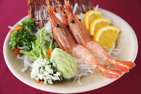 Botan 虾生鱼红色动物牡丹健康海鲜黑色海洋鱼片餐厅异国图片