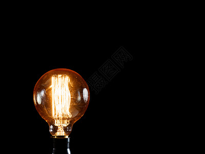 黑色背景上的老式爱迪生灯 创意理念艺术发明照明生灯创新灯丝想像力活力辉光技术图片