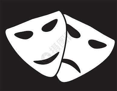 白色背景的剧场面罩图标 平板风格 戏剧面罩娱乐喜剧舞会悲伤乐趣插图艺术剧院表演演员图片