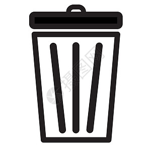 白色背景 平平样式 bin 图标上的废件图标回收办公室垃圾桶生态垃圾箱商业网络互联网篮子插图背景图片