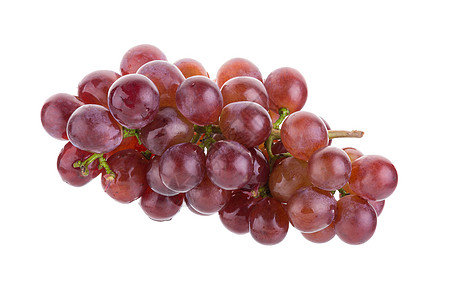 在白色背景上孤立的红葡萄果汁叶子红色绿色食物紫色维生素水果浆果图片