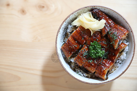 日本菜 ungi don 烤鱼 在日本大米上烧柴b美食餐厅鳗鱼文化食物炙烤传统盖饭午餐教师图片