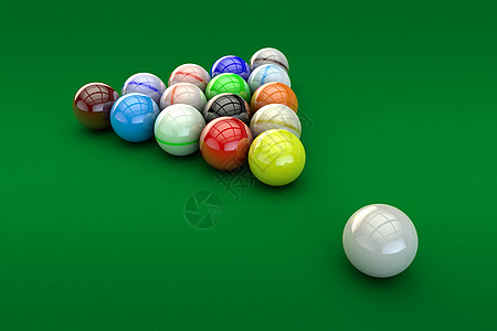 三维 3D 彩球插图 绿色背景上光滑的尾巴图片