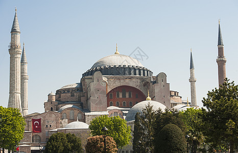 伊斯坦布尔的观感旅行尖塔吸引力博物馆圆顶地标蓝色建筑火鸡天空背景图片