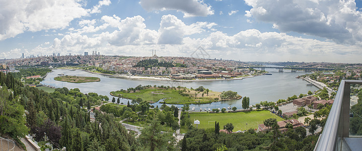 对土耳其伊斯坦布尔的空中观察全景风景景观咖啡馆火鸡天空天线地标住宅蓝色图片