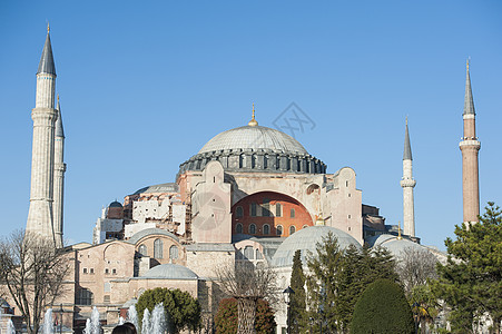 在土耳其伊斯坦布尔的火鸡目的地地标脚凳建筑学景区尖塔圆顶博物馆旅行背景图片