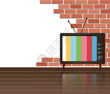 砖墙和电视空间背景艺术 vecto墙纸播送插图石头建筑风格卡通片管子技术展示图片