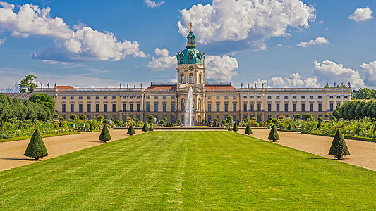 夏洛滕堡宫 柏林花园艺术蓝色旅游旅行住宅奢华游客花园圆顶城堡图片